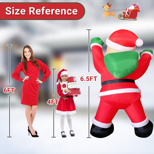20FT Climbing Inflatable Santa Claus with LED Lights – Lighted Christmas Blow Up Yard Decoration for Outdoor Roof, Chimney, Lawn & Holiday Party Display