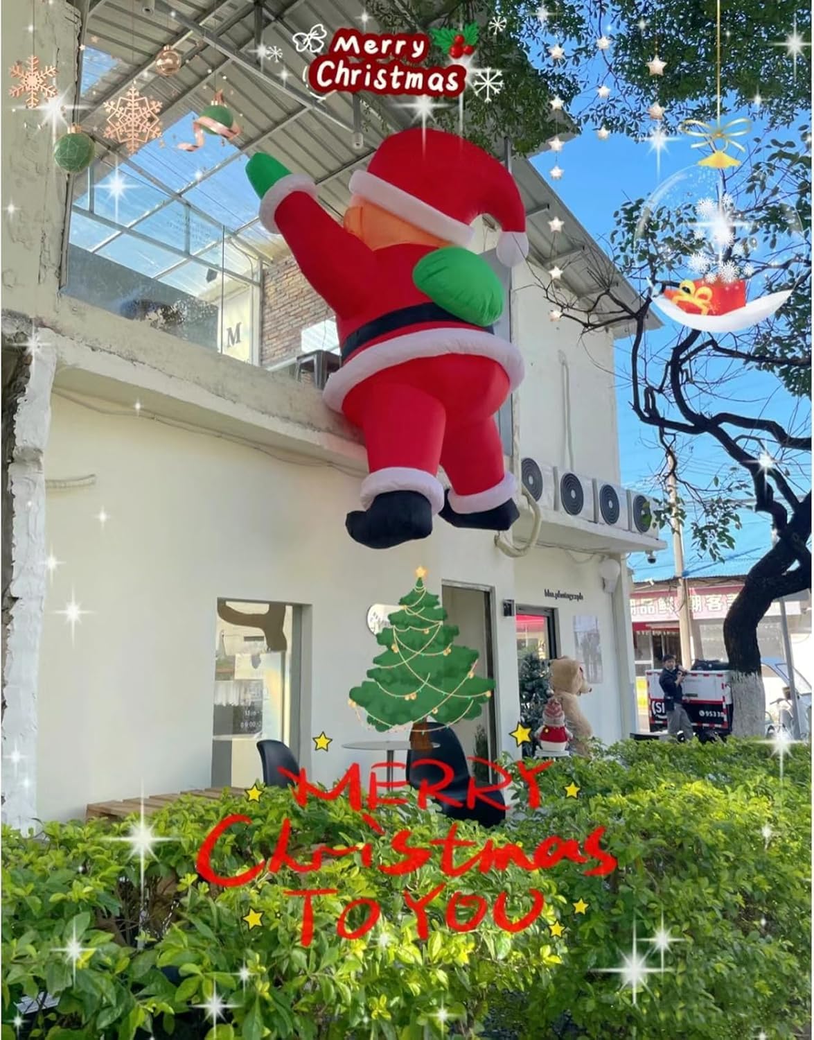 26FT Climbing Inflatable Santa Claus with LED Lights – Lighted Christmas Blow Up Yard Decoration for Outdoor Roof, Chimney, Lawn & Holiday Party Display